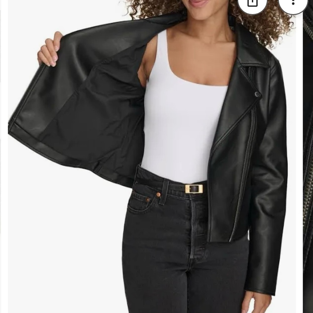 Levi's Women's Sleek Black FauxLeather Moto  Jacket - Picture 4 of 5